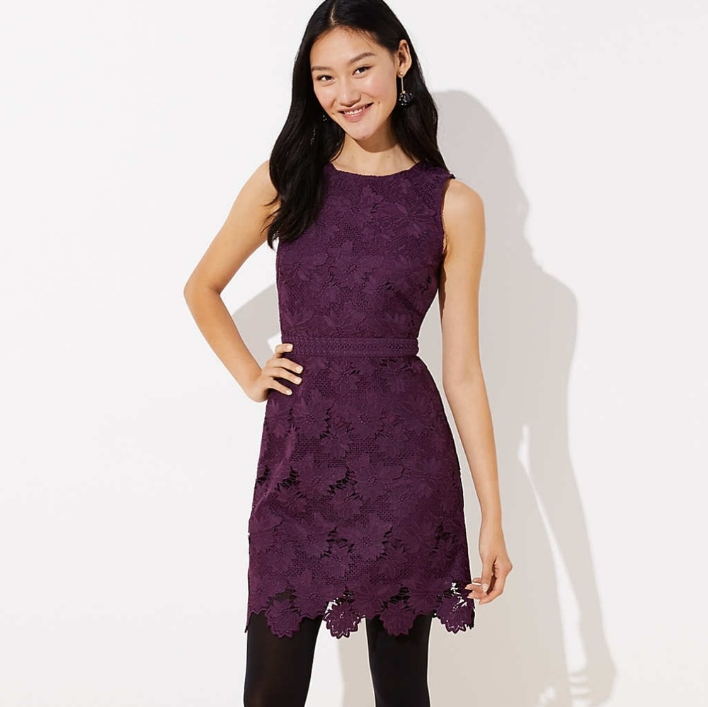 🎉HP🎉 Loft Floral Scalloped Lace Dress - Picture 2 of 7